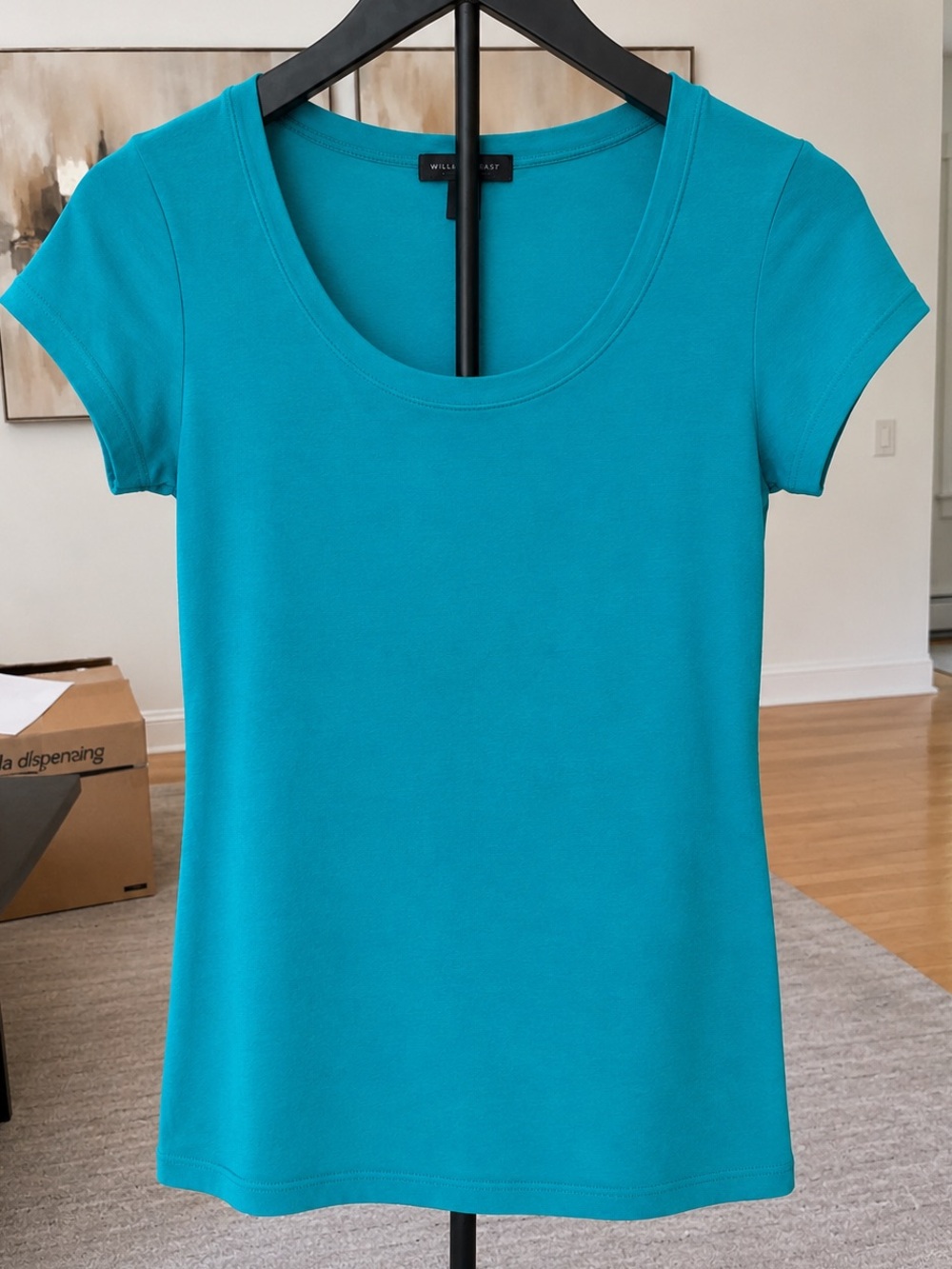 Willi Smith Teal Scoop Neck Short Sleeve Tee - Picture 2 of 4